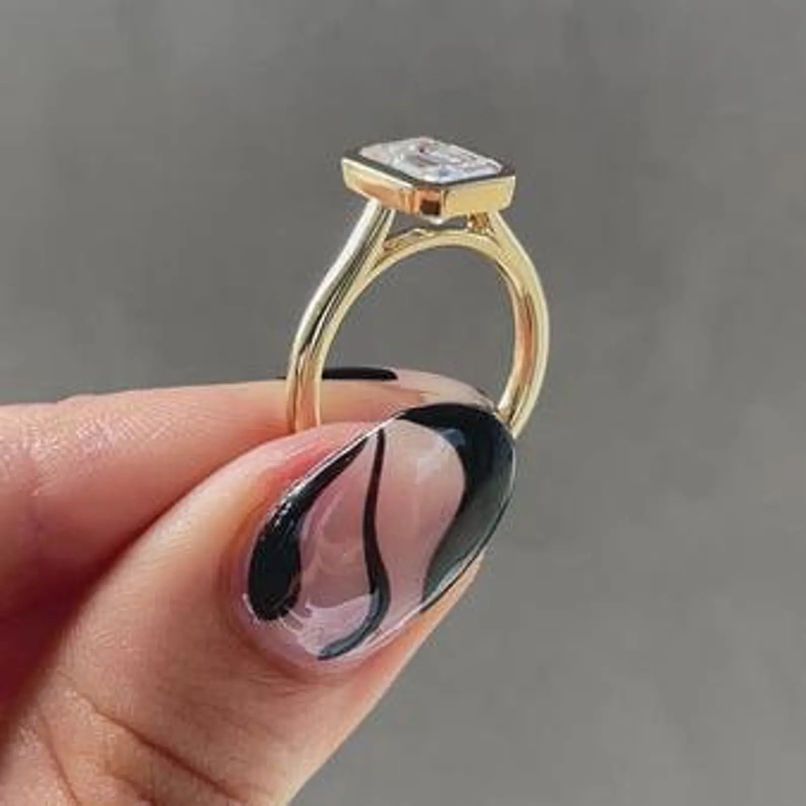 Emerald 2.00ct Lab Diamond Bezel Set Cathedral Engagement Ring | IGI Certified | Gold Options