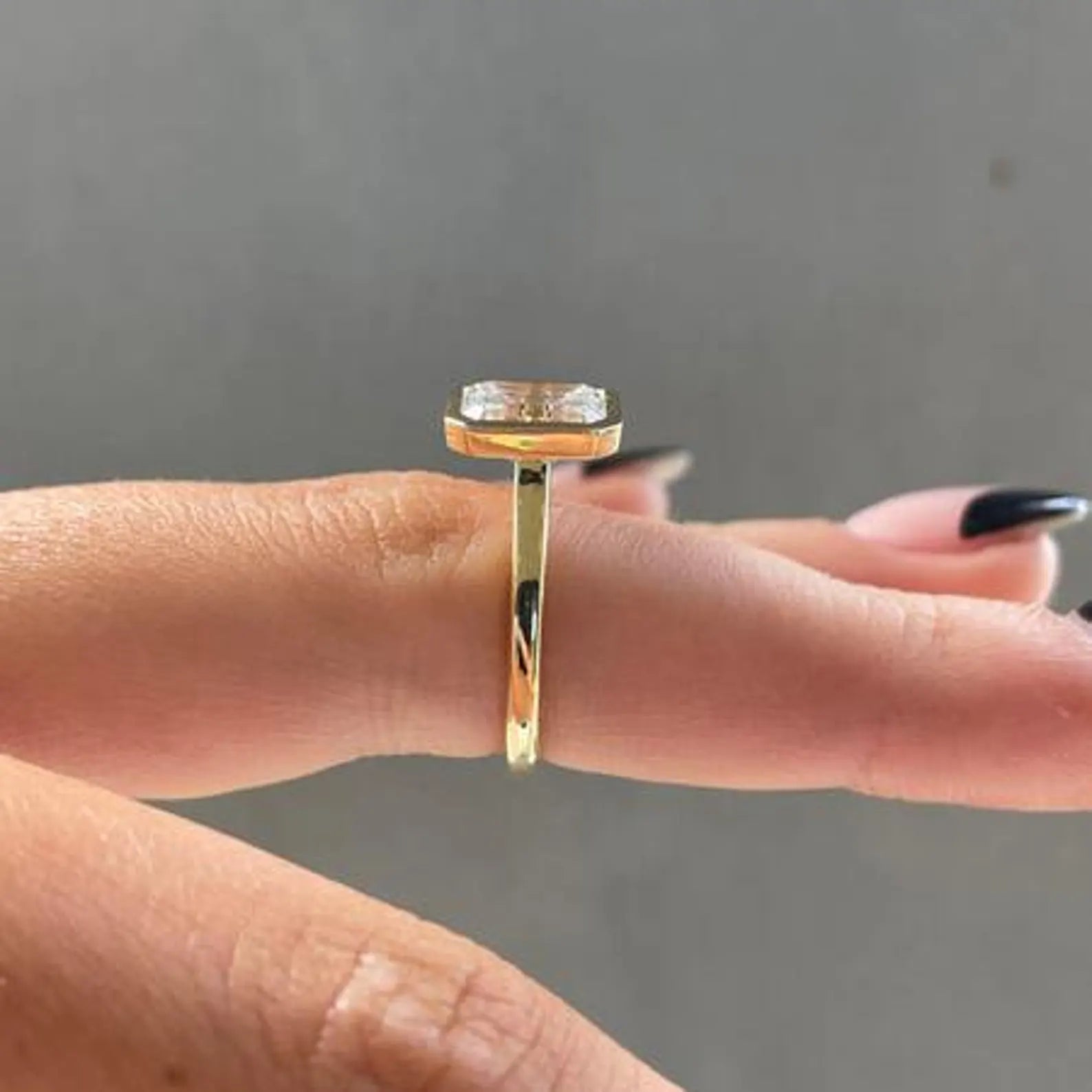 Emerald 2.00ct Lab Diamond Bezel Set Cathedral Engagement Ring | IGI Certified | Gold Options