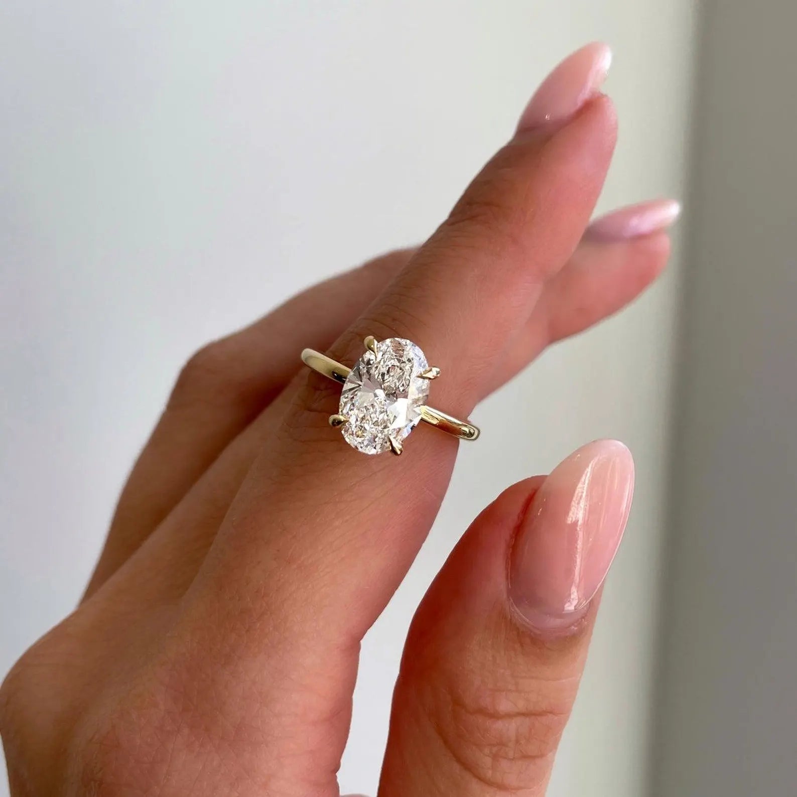 Oval 2.60tcw Lab Grown Diamond Solitaire with Hidden Halo Engagement Ring, D-E-F Color, VVS-VS Clarity