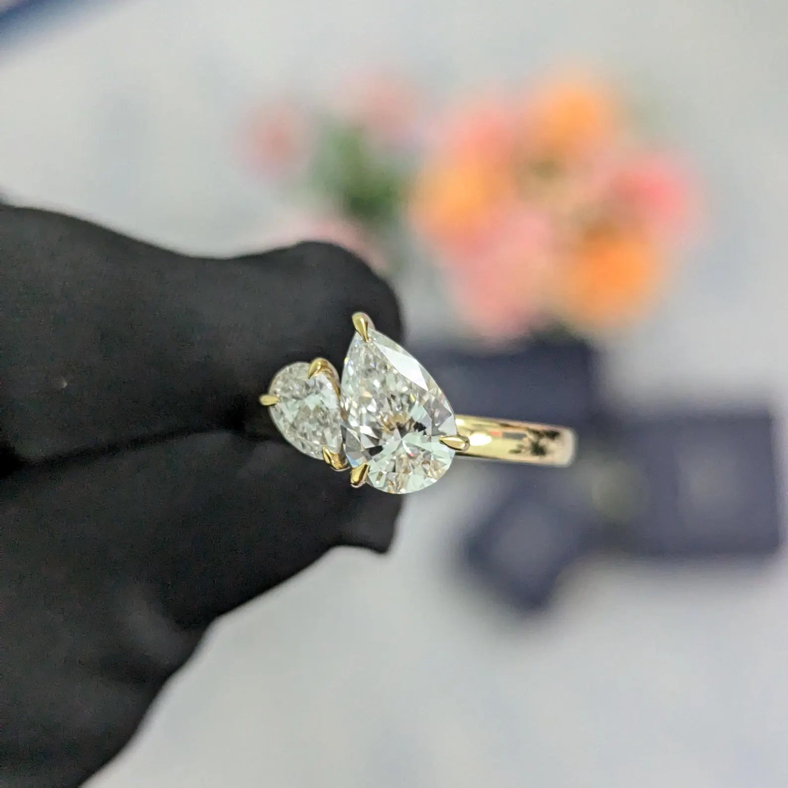 Double Pear 2.50tcw Lab Diamond Toi et Moi Ring | IGI Certified