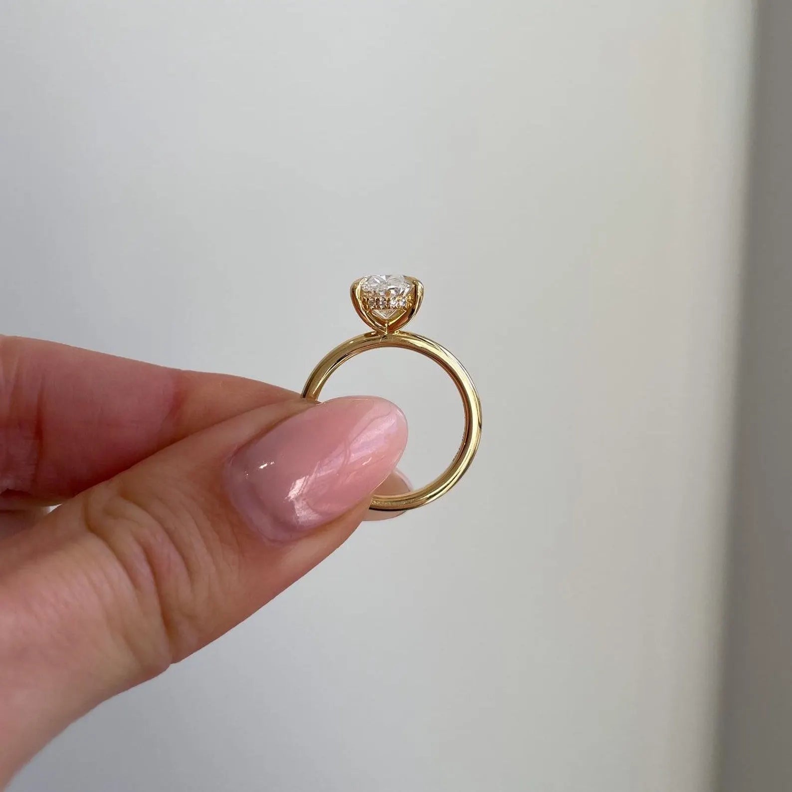 Oval 2.60tcw Lab Grown Diamond Solitaire with Hidden Halo Engagement Ring, D-E-F Color, VVS-VS Clarity