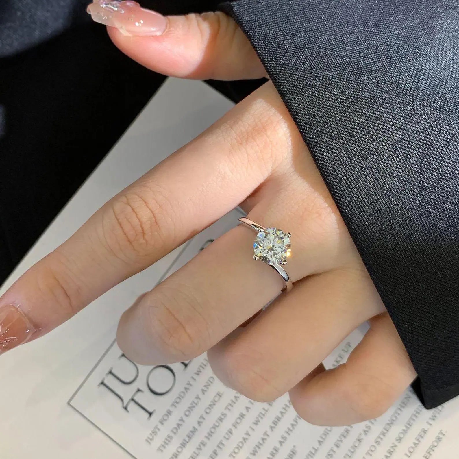 2ct Lab Grown Round Diamond Engagement Ring | Modern Bypass Setting | IGI Certified | White, Yellow, Rose Gold