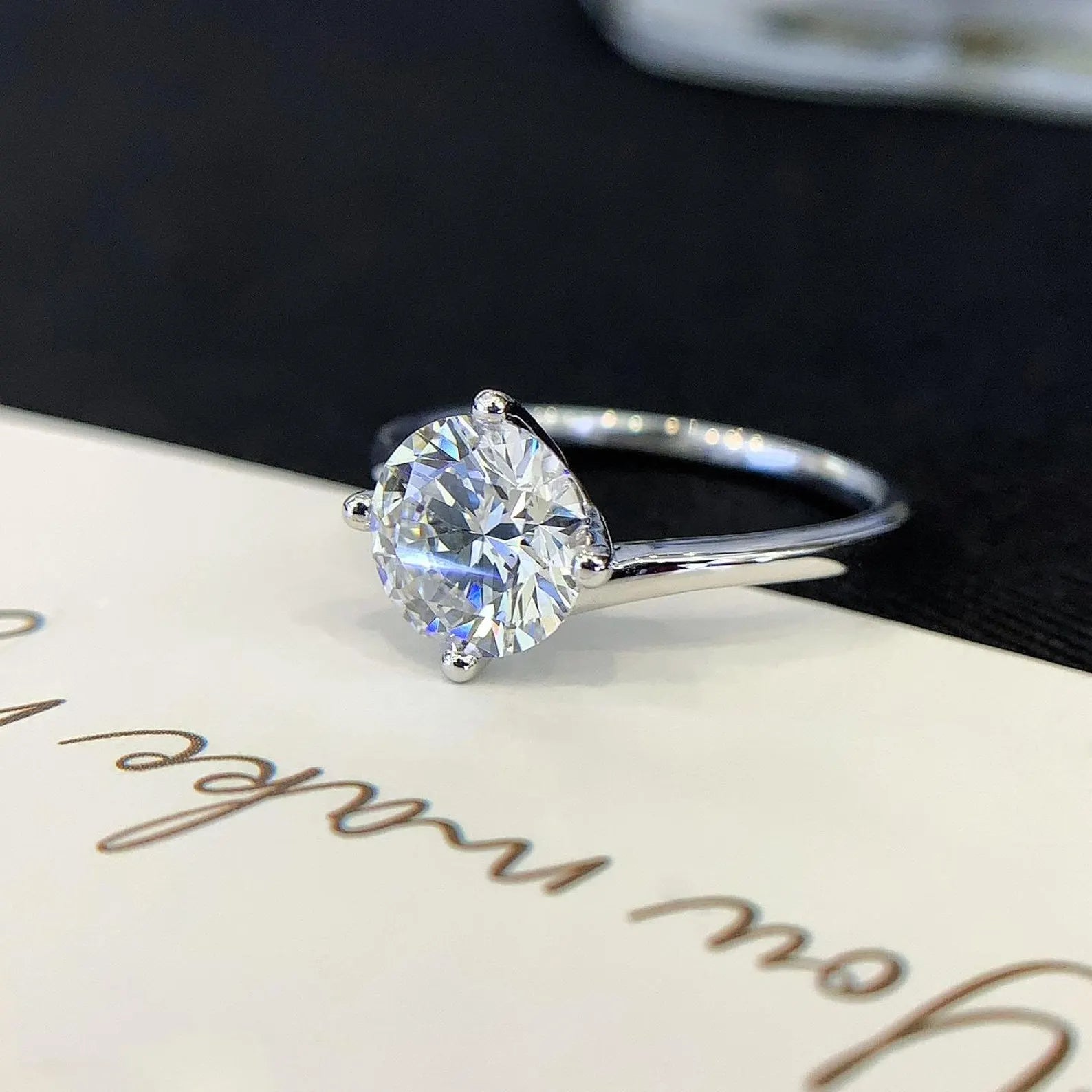 2ct Lab Grown Round Diamond Engagement Ring | Modern Bypass Setting | IGI Certified | White, Yellow, Rose Gold