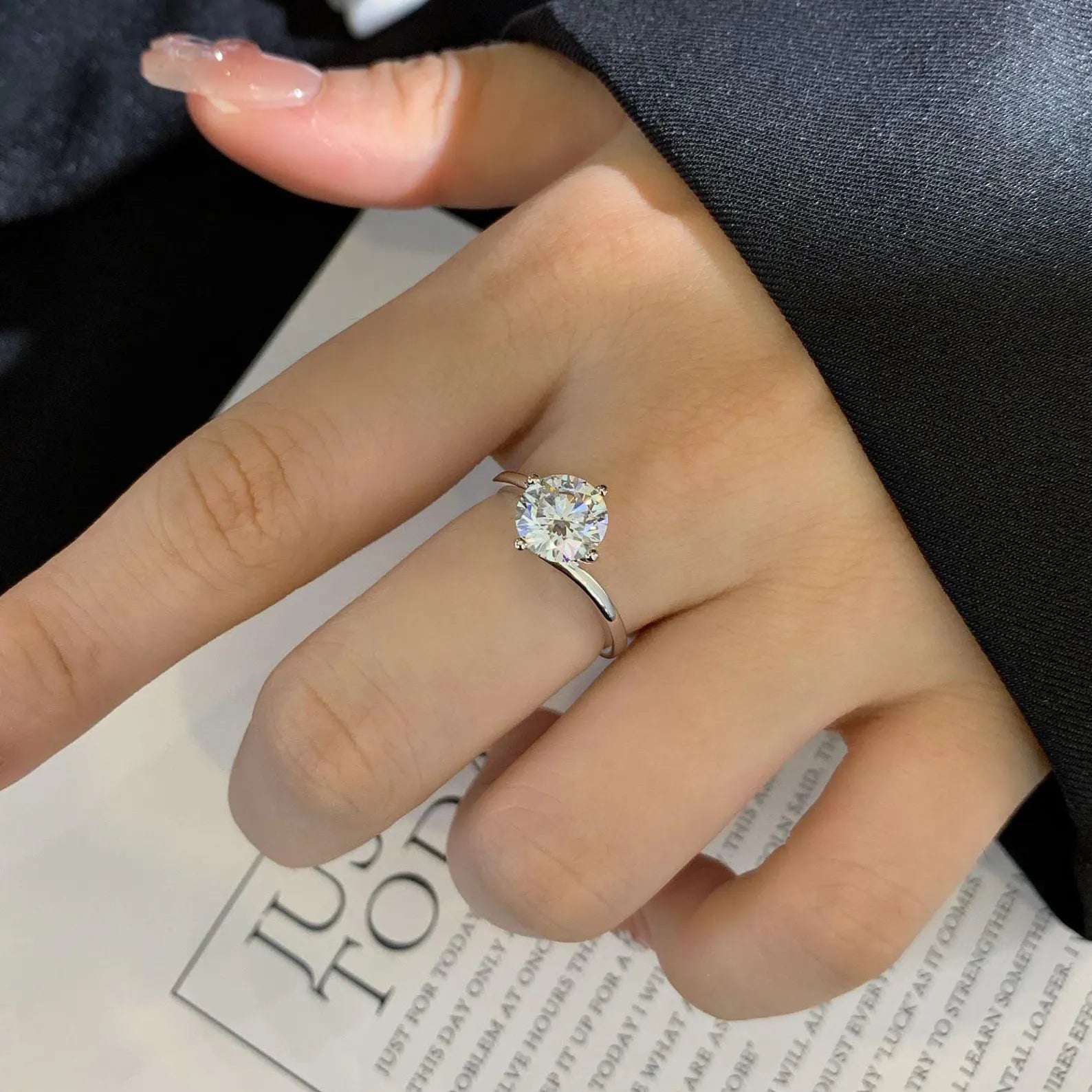 2ct Lab Grown Round Diamond Engagement Ring | Modern Bypass Setting | IGI Certified | White, Yellow, Rose Gold