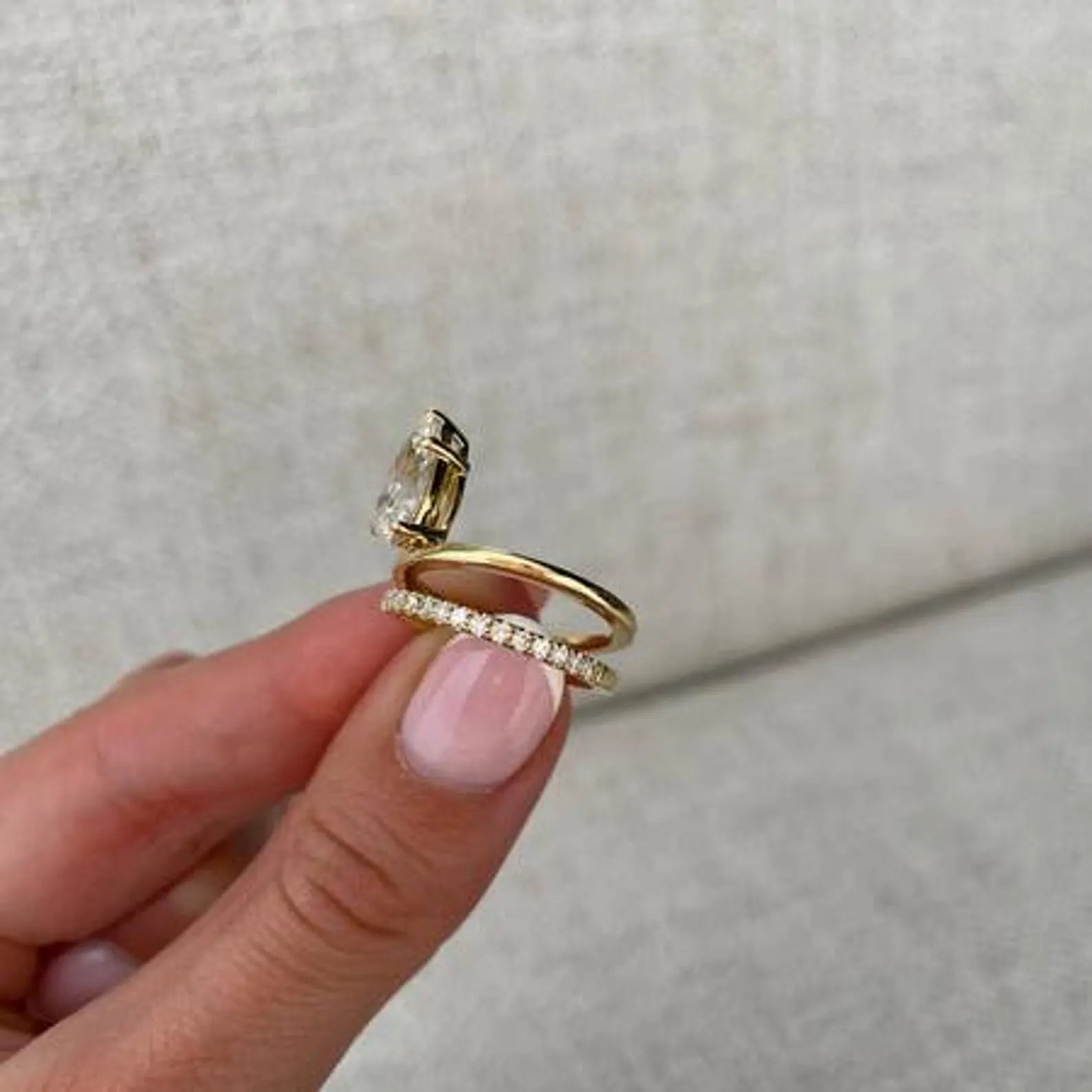 Pear 2.50tcw Lab Diamond Double Band Ring | IGI Certified | D-E-F Color | VVS–VS Clarity