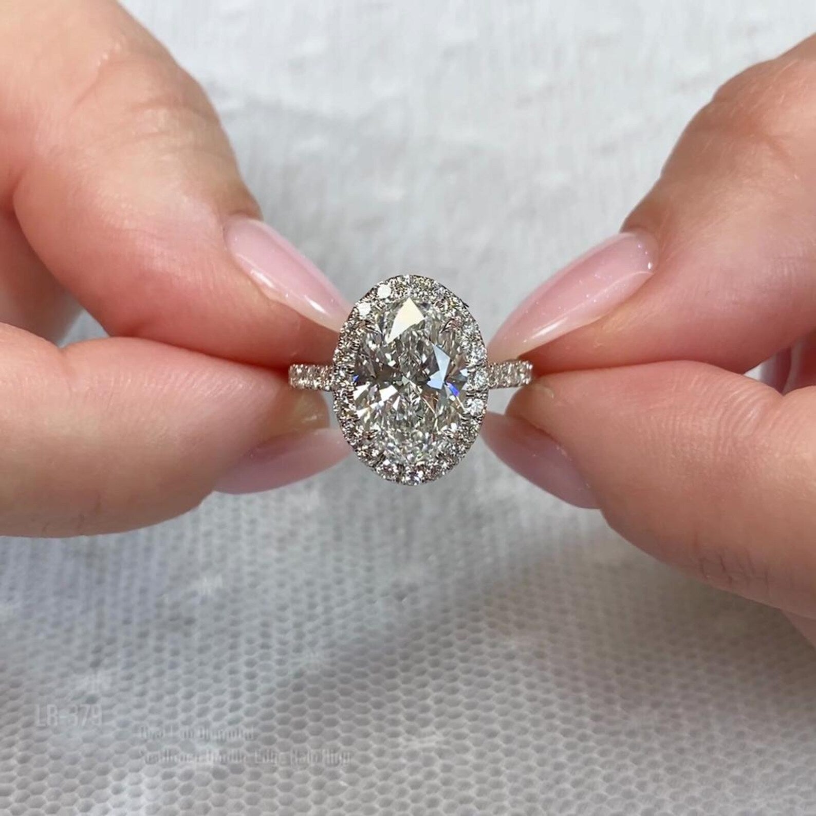 Oval 3.70tcw Lab Grown Diamond Halo & Hidden Halo Ring | IGI Certified | DEF |VVS–VS