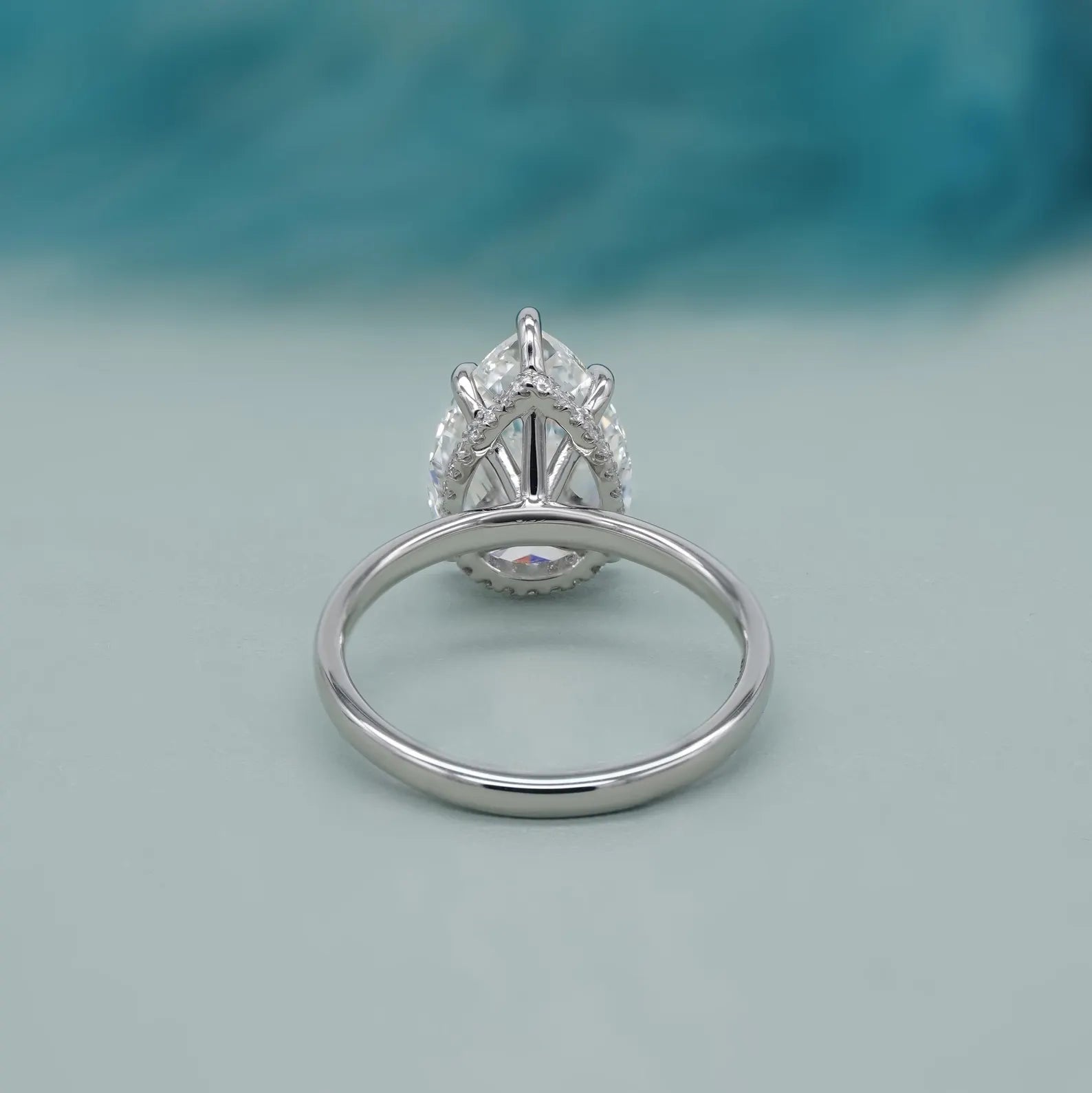 Pear 4.60ct Lab Grown Diamond Engagement Ring | Hidden Halo | IGI Certified | D-E-F Color, VVS Clarity | 14K/18K Gold or Platinum