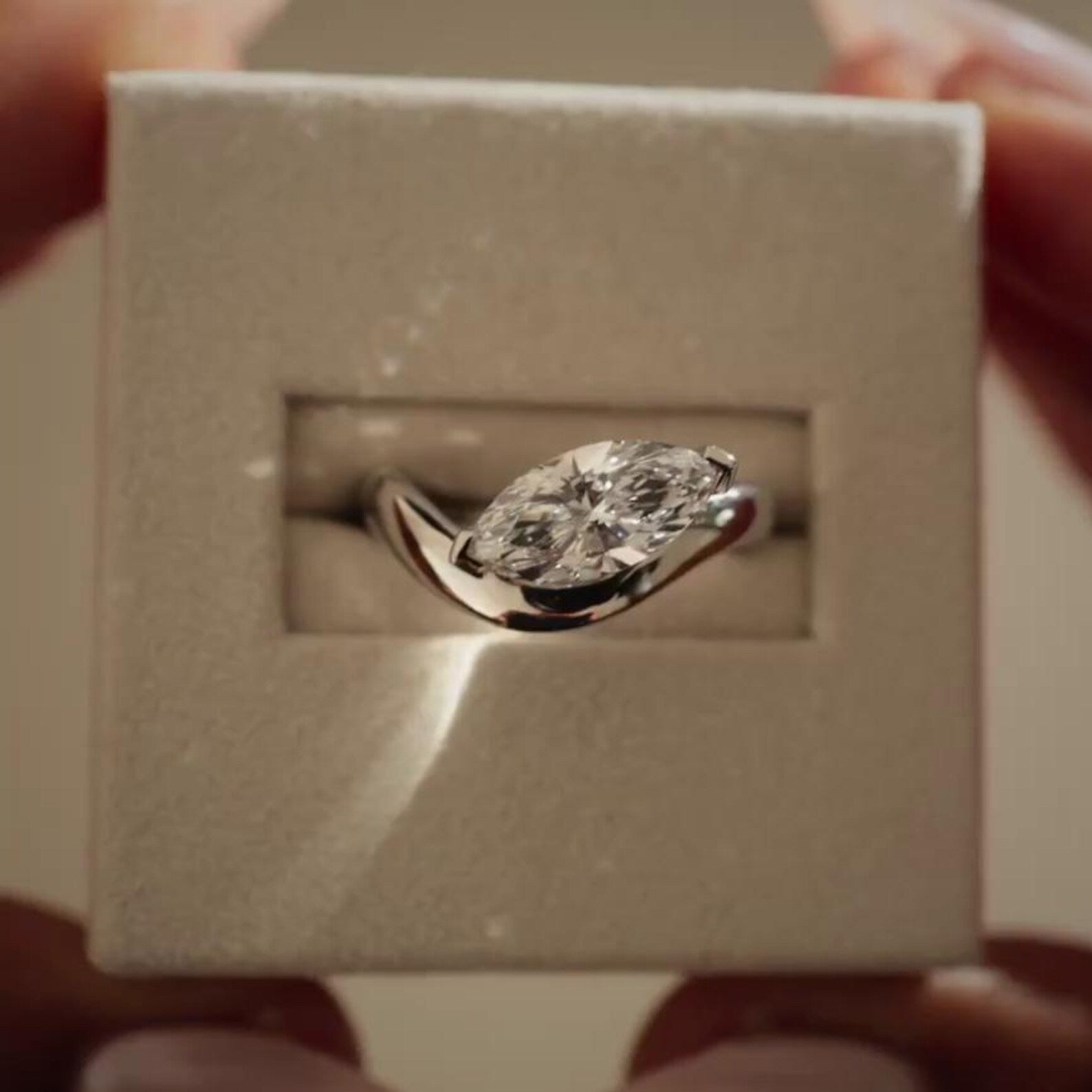 1.50ct Marquise Lab Grown Diamond East-West Engagement Ring | Solitaire | IGI Certified | D-E-F Color | VVS–VS Clarity