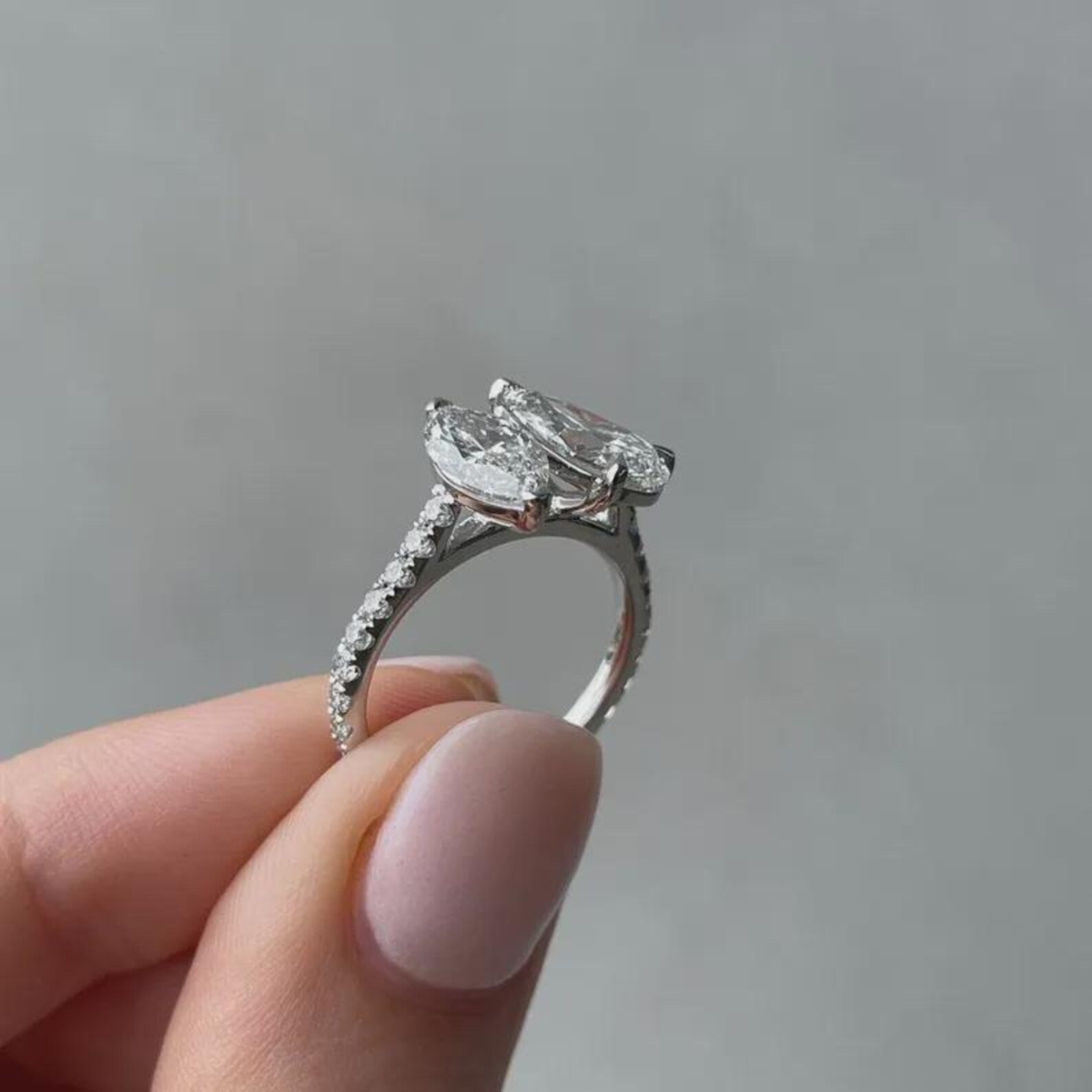 Pear And Marquise 2.80tcw Lab Diamond Engagement Ring | EF VS | IGI Certified