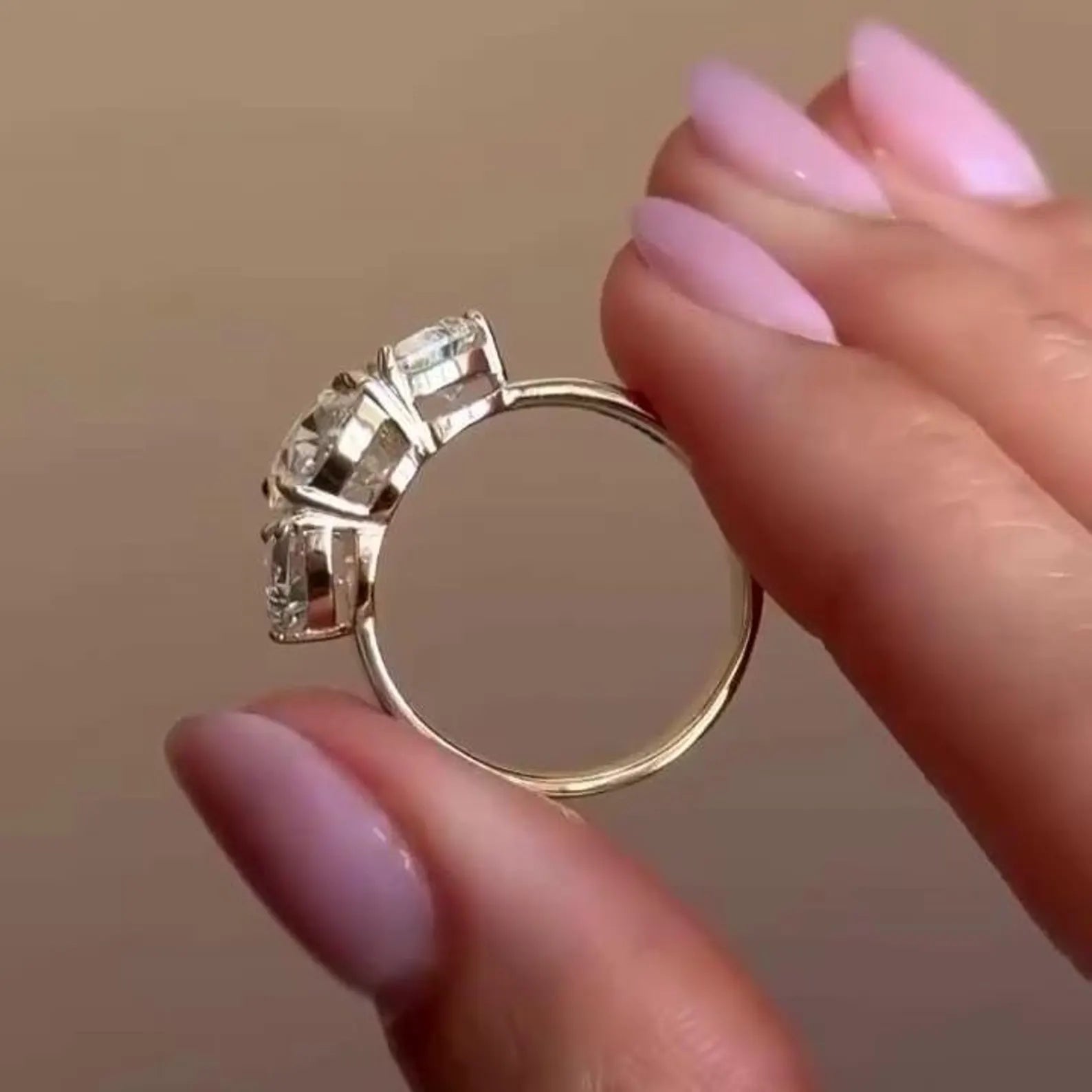 Oval 6.00tcw Lab Diamond Three-Stone Engagement Ring | IGI Certified | Yellow Gold