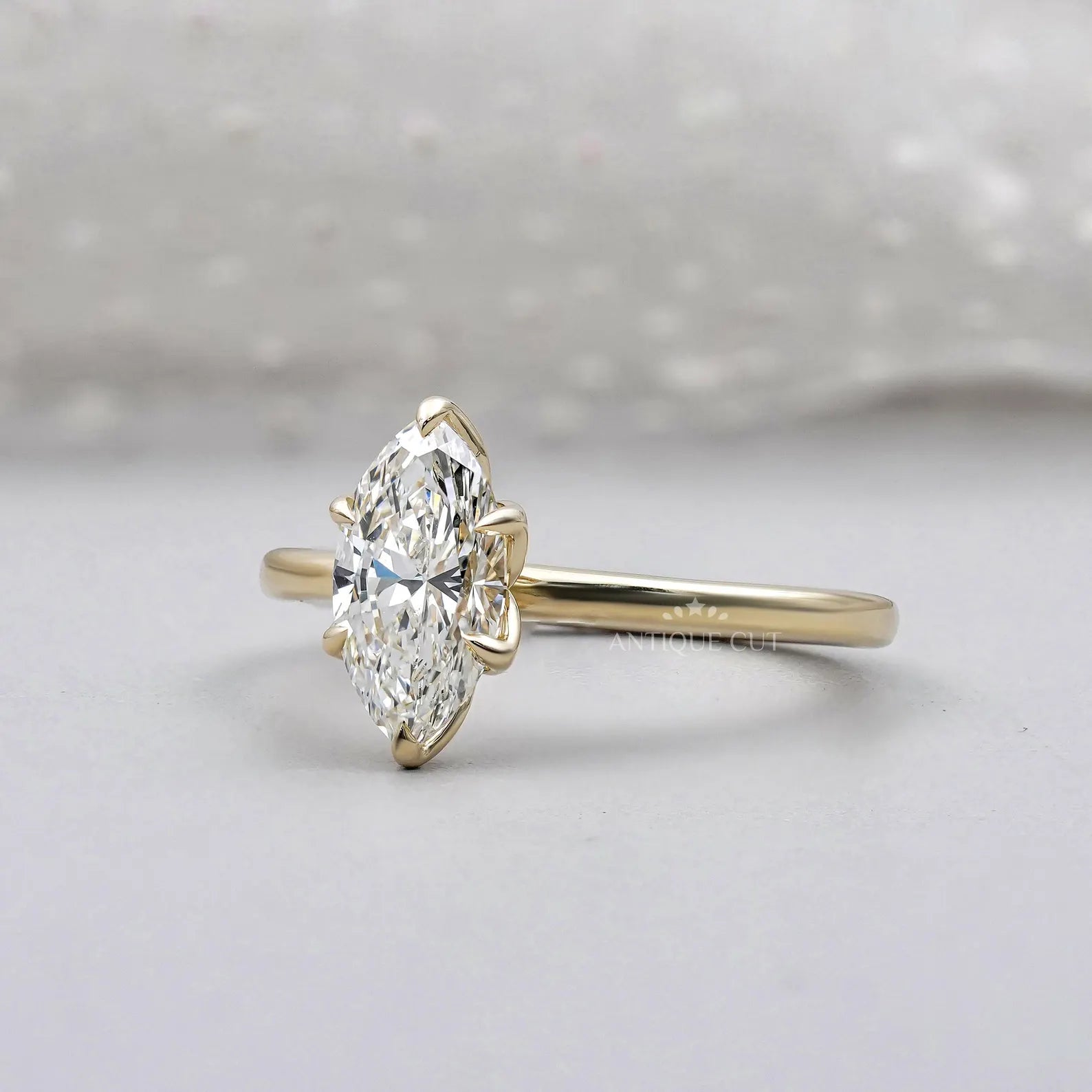 Marquise 1.52ct Lab Grown Diamond Solitaire Engagement Ring | Six-Prong | D–F Color | VVS–VS Clarity