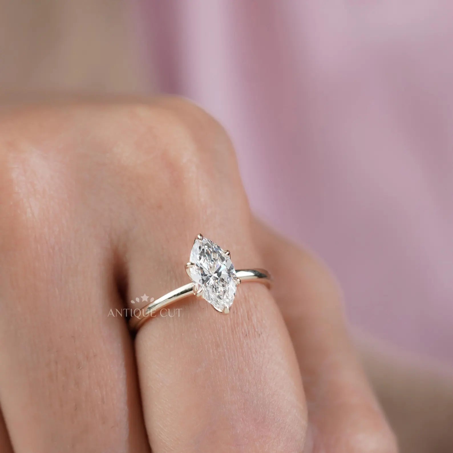 Marquise 1.52ct Lab Grown Diamond Solitaire Engagement Ring | Six-Prong | D–F Color | VVS–VS Clarity