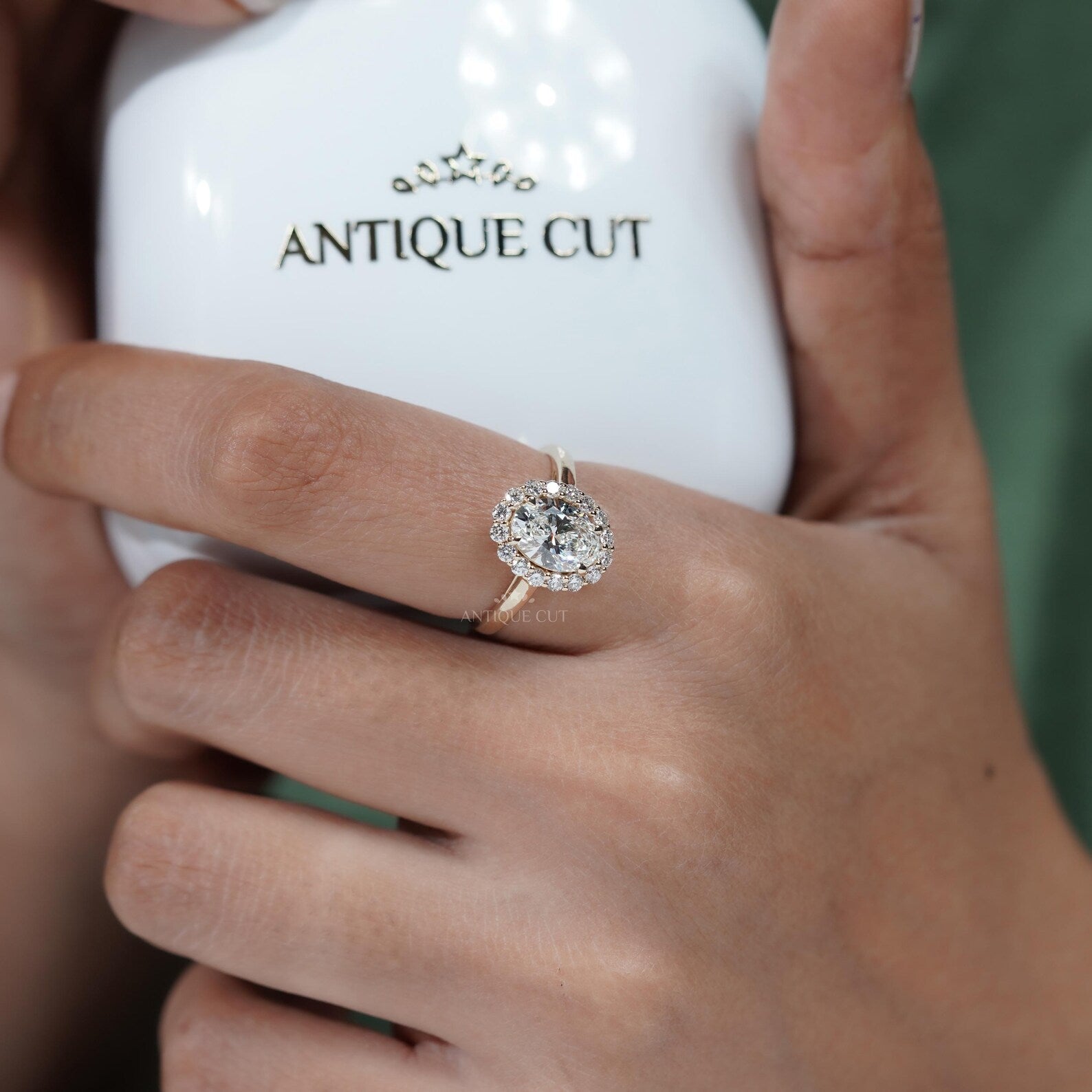 Oval Halo Engagement Ring | 1.50ct Oval Center with 0.50ct Diamond Halo | Gold Oval Diamond Ring | Classic Halo Ring | Bridal Ring