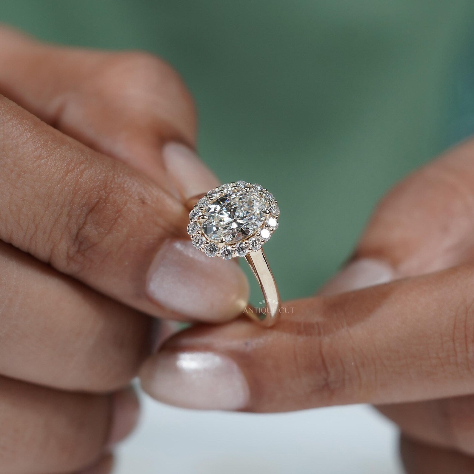 Oval Halo Engagement Ring | 1.50ct Oval Center with 0.50ct Diamond Halo | Gold Oval Diamond Ring | Classic Halo Ring | Bridal Ring