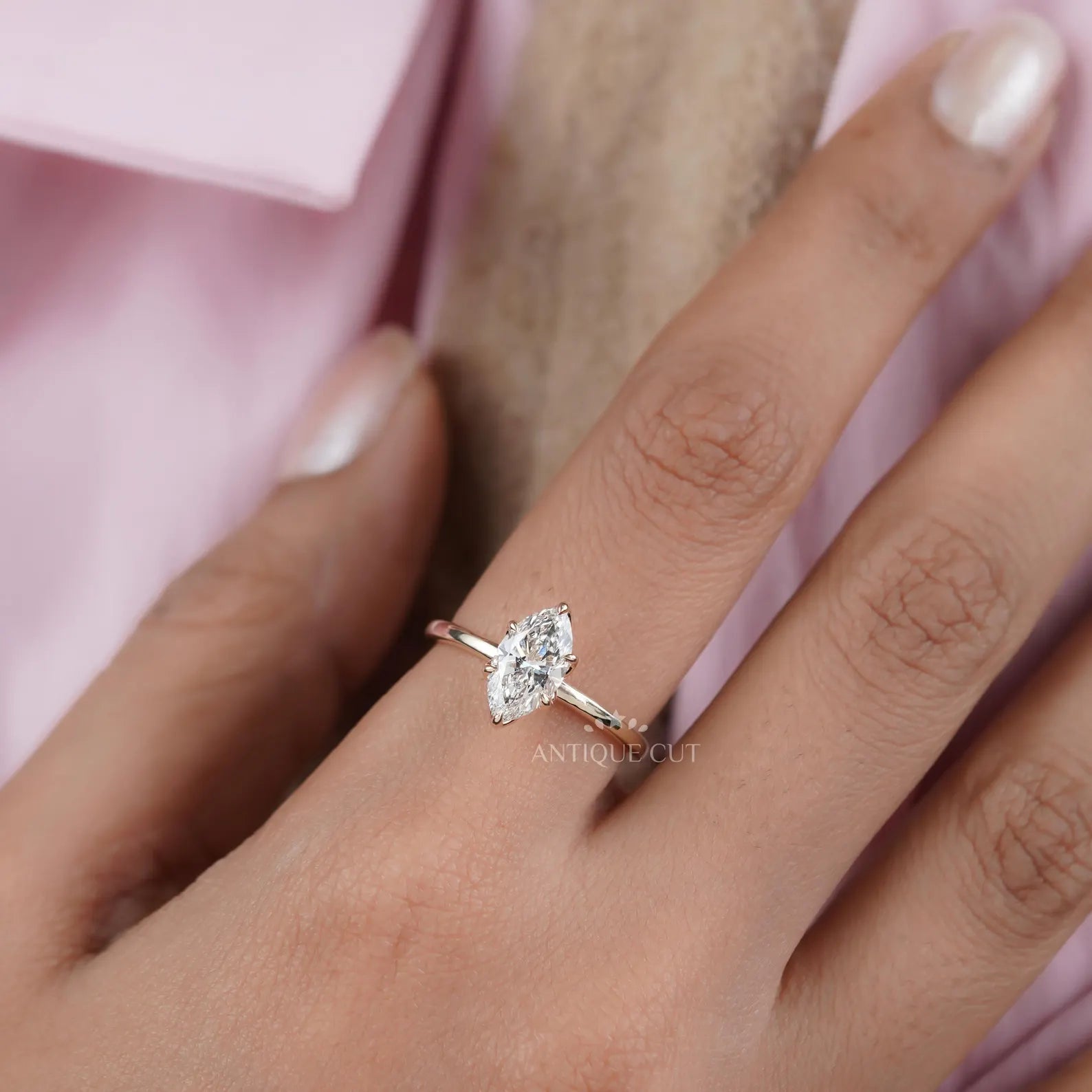 Marquise 1.52ct Lab Grown Diamond Solitaire Engagement Ring | Six-Prong | D–F Color | VVS–VS Clarity