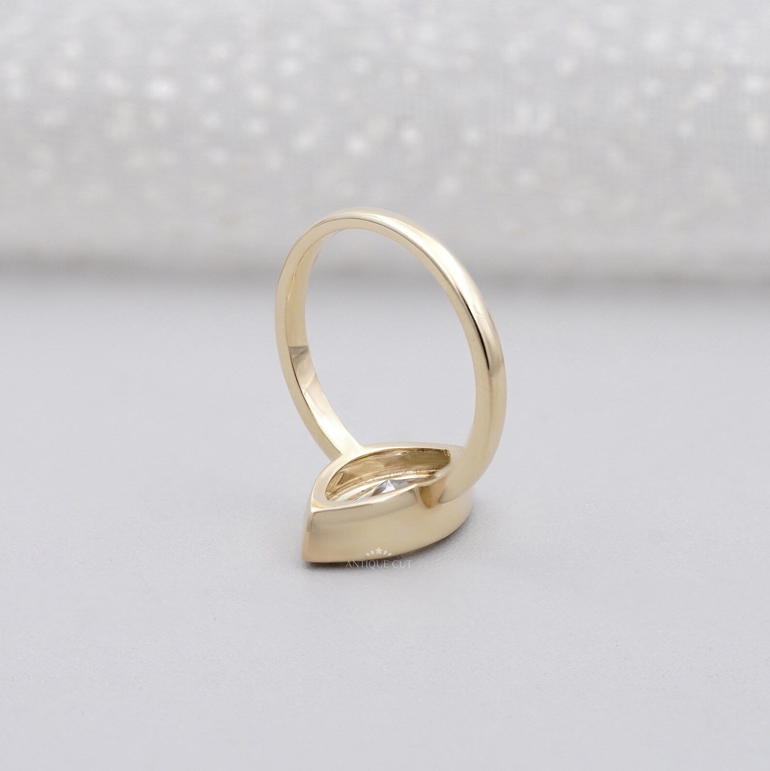 2.00ct Marquise Bezel Engagement Ring | Gold Solitaire Ring