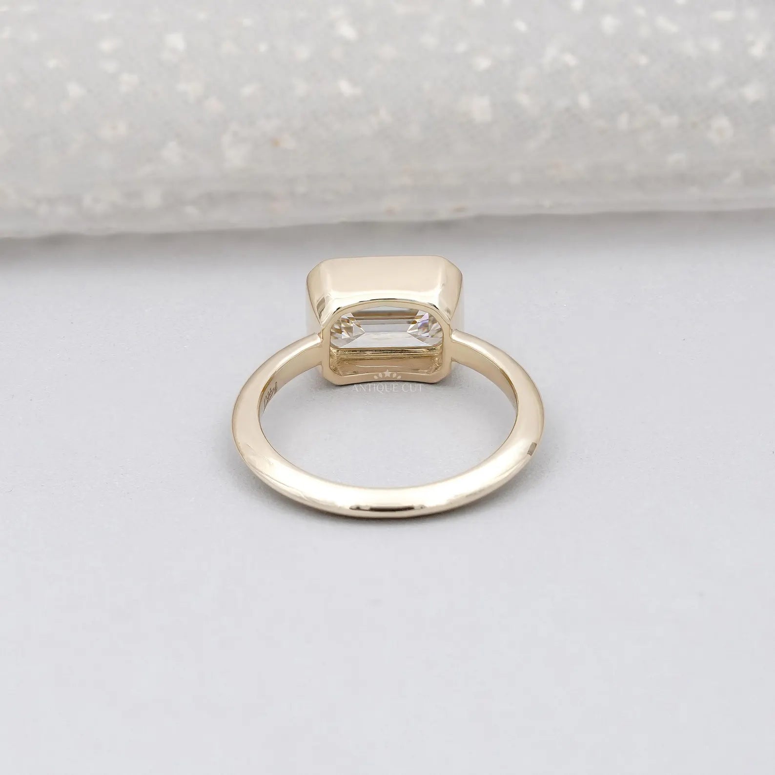 Emerald Cut 3.00ct Lab Grown Diamond East-West Engagement Ring | Bezel Setting | IGI Certified