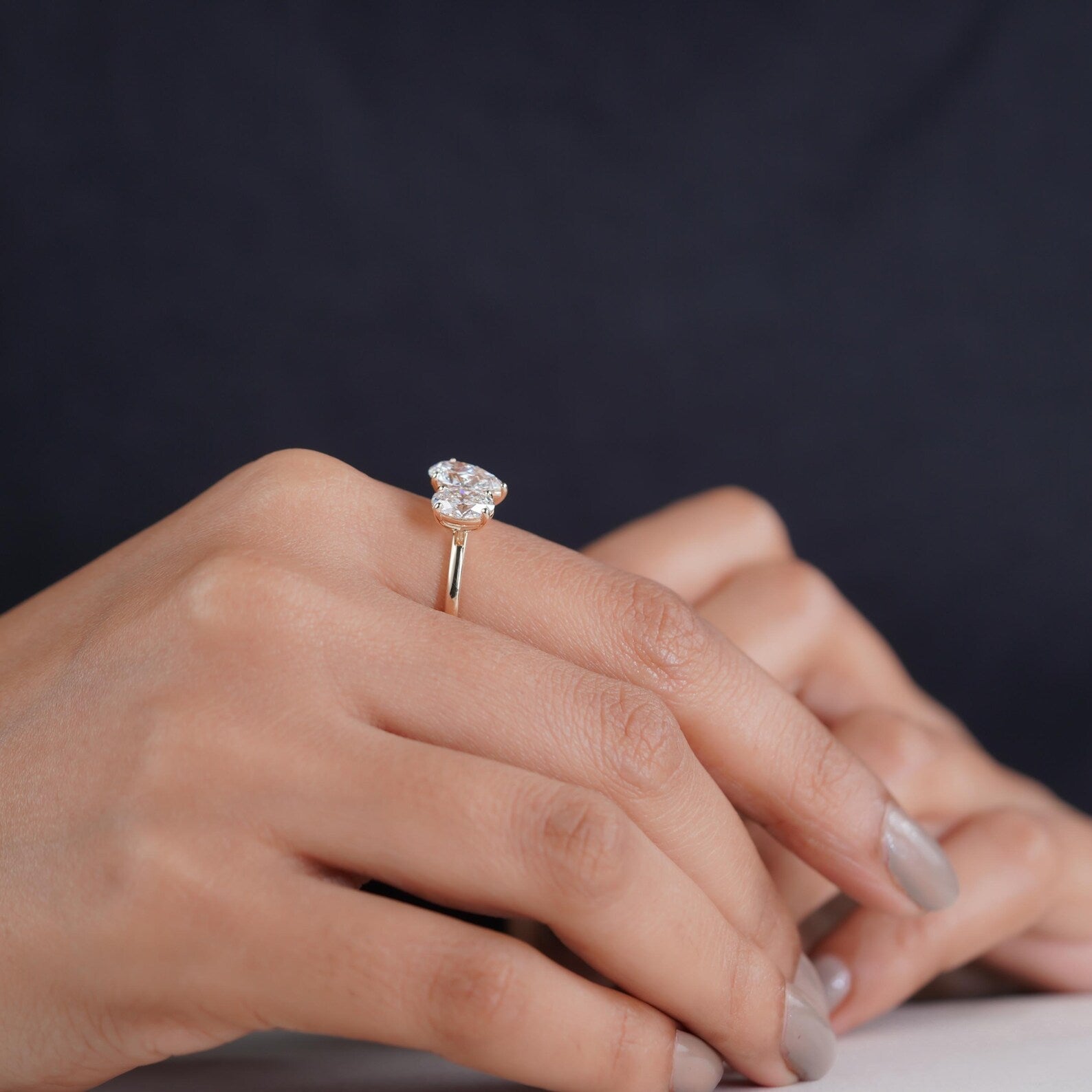 Oval And Pear 2.53tcw Lab Grown Diamond Toi et Moi Ring | Two Stone Engagement Ring