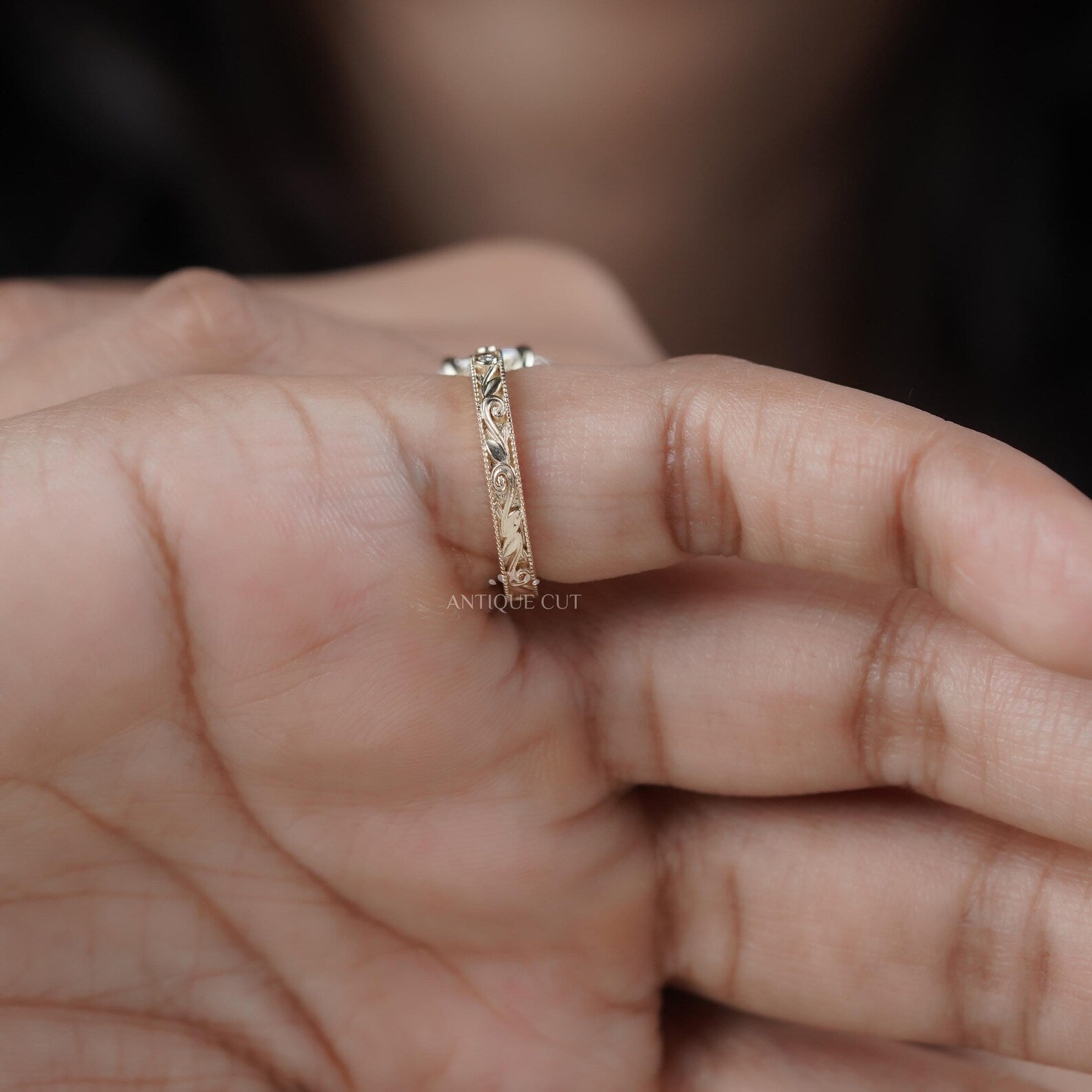 Marquise 2.25tcw Lab Grown Diamond Vintage Engagement Ring | Hand-Engraved Band | DEF Color | VVS-VS Clarity