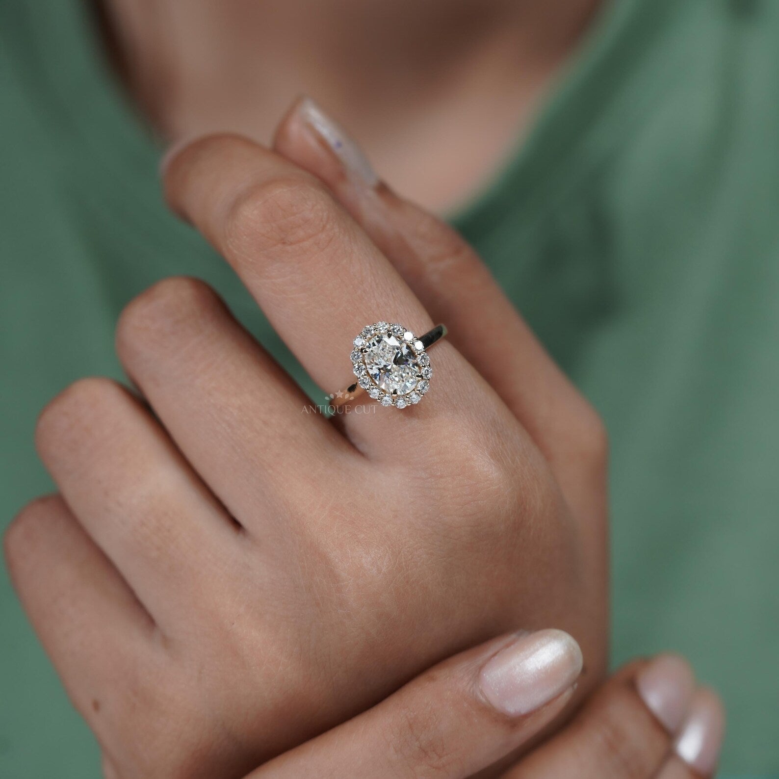 Oval Halo Engagement Ring | 1.50ct Oval Center with 0.50ct Diamond Halo | Gold Oval Diamond Ring | Classic Halo Ring | Bridal Ring