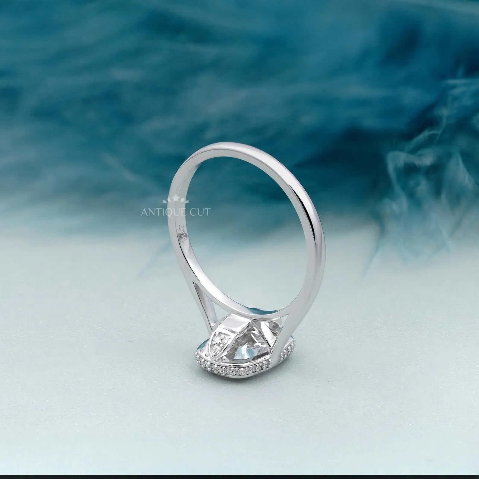 Cushion 3.20tcw Lab Grown Diamond Engagement Ring | Bezel Halo Setting | DEF Color | VVS–VS Clarity