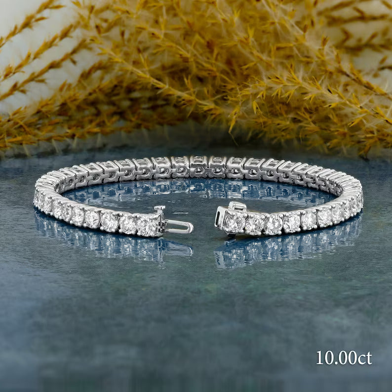 Round Lab Grown Diamond 4 Prong Tennis Bracelets, EF Color, VS Clarity, IGI Certified