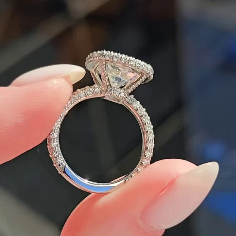 Cushion 5.50tcw Lab Diamond Pave Halo Ring | D-E-F VVS-VS | Rose Gold | IGI Certified