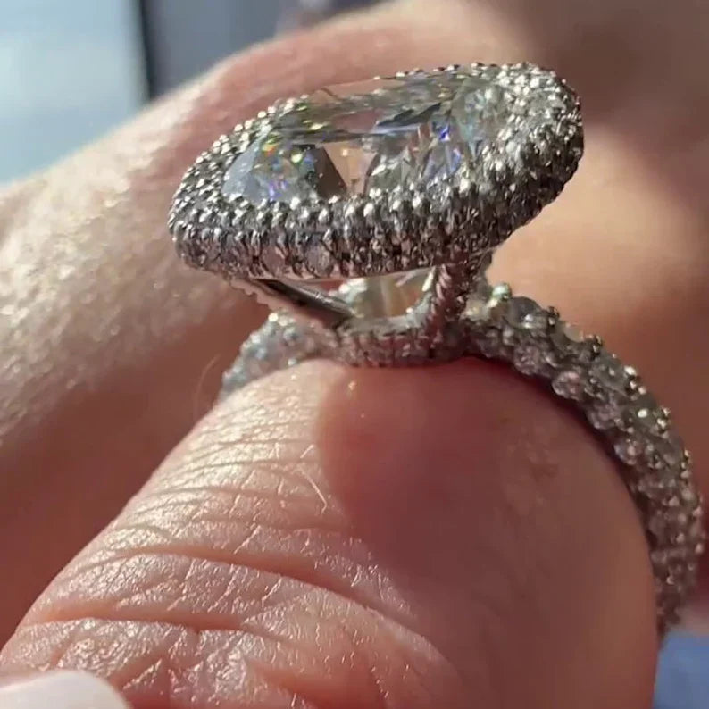 Cushion 5.50tcw Lab Diamond Pave Halo Ring | D-E-F VVS-VS | Rose Gold | IGI Certified