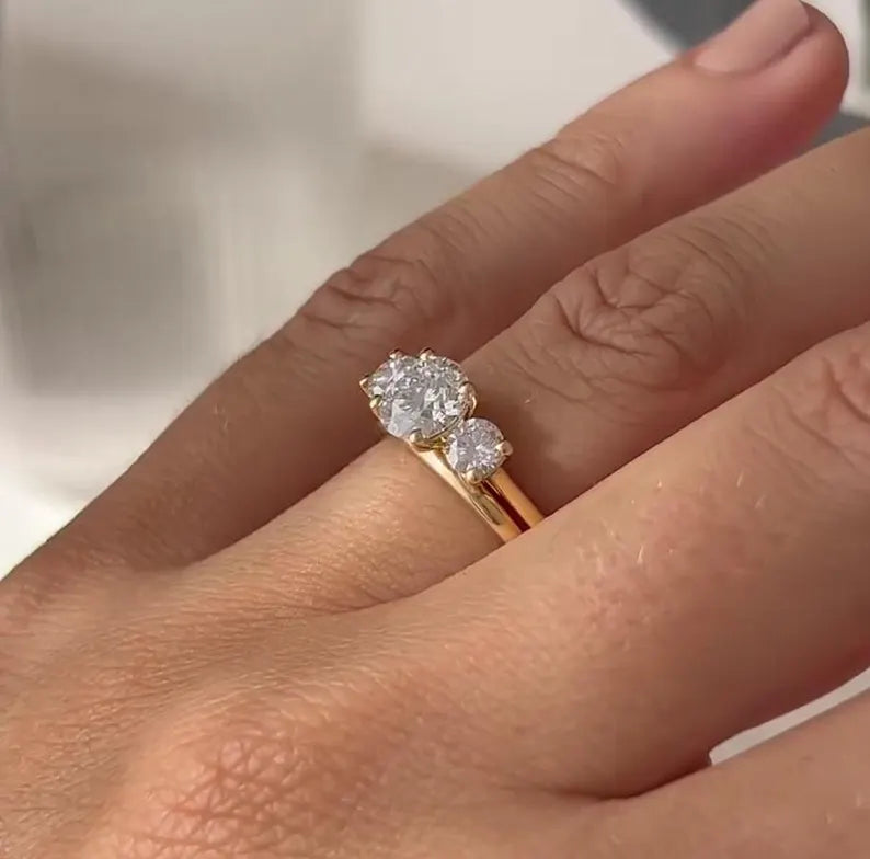 Round 1.70tcw Lab Diamond Three Stone Engagement Ring | IGI Certified D-E-F VVS-VS