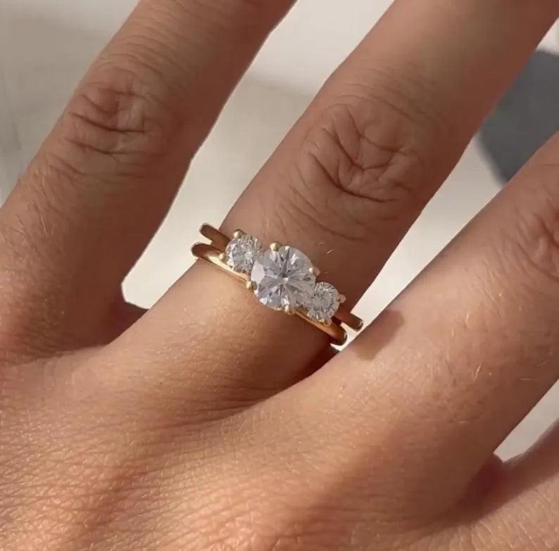 Round 1.70tcw Lab Diamond Three Stone Engagement Ring | IGI Certified D-E-F VVS-VS