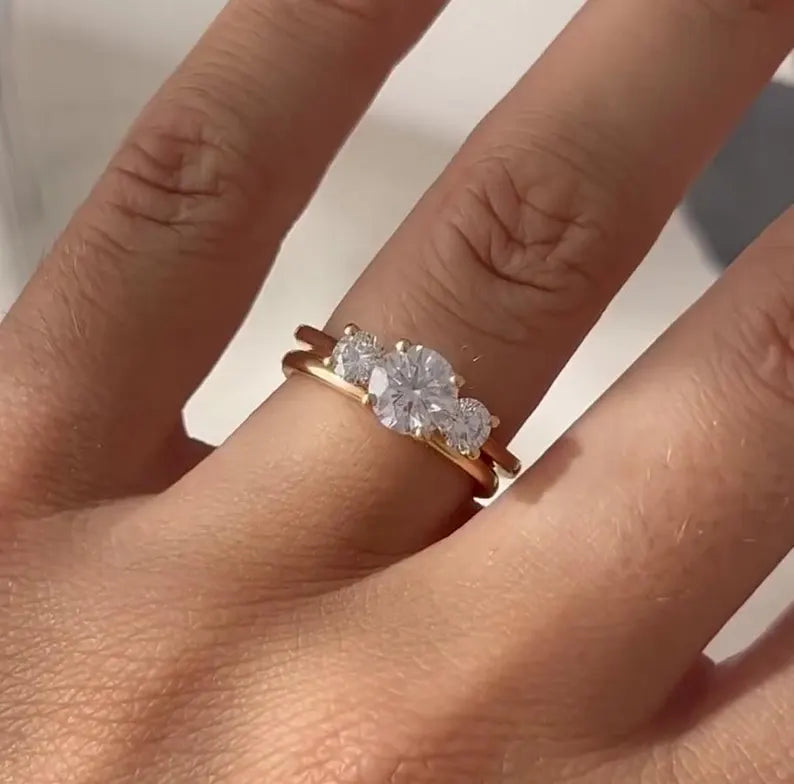 Round 1.70tcw Lab Diamond Three Stone Engagement Ring | IGI Certified D-E-F VVS-VS