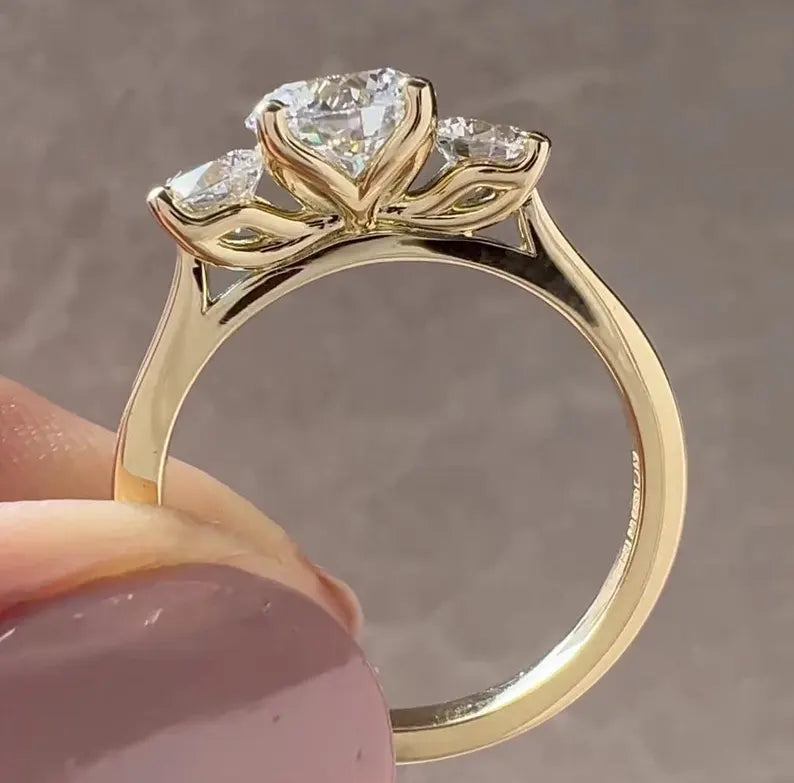 Round 1.70tcw Lab Diamond Three Stone Engagement Ring | IGI Certified D-E-F VVS-VS