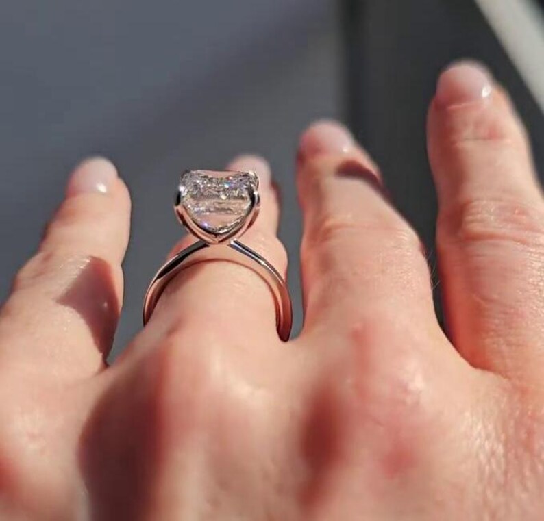 Emerald 8.00ct Lab Grown Diamond White Gold Engagement Ring, D-E-F Color, VVS-VS Clarity, IGI Certificate