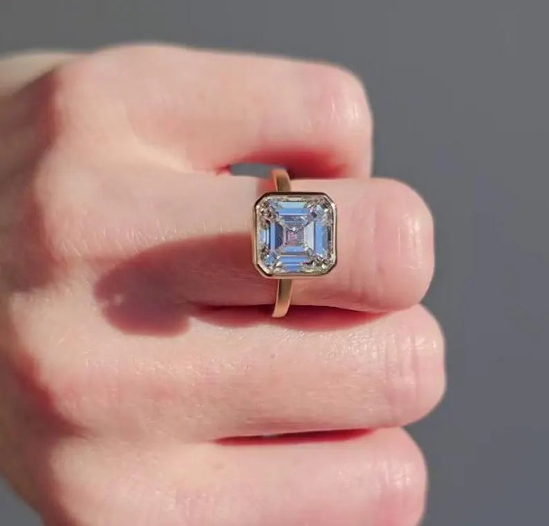 Asscher 4.00ct Lab Diamond Bezel Engagement Ring | IGI Certified | D-E-F | VVS–VS