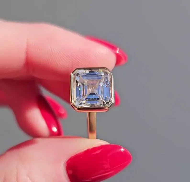 Asscher 4.00ct Lab Diamond Bezel Engagement Ring | IGI Certified | D-E-F | VVS–VS