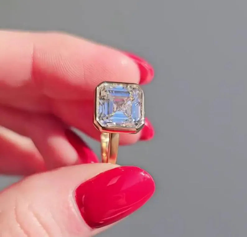 Asscher 4.00ct Lab Diamond Bezel Engagement Ring | IGI Certified | D-E-F | VVS–VS