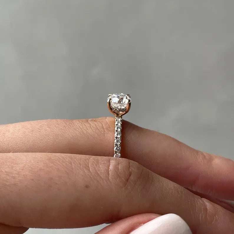 Cushion 2.00tcw Lab Diamond Hidden Halo Engagement Ring | IGI Certified | DEF VVS | Custom Gold