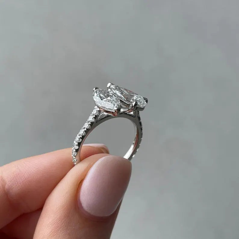 Pear And Marquise 2.80tcw Lab Diamond Engagement Ring | D-E-F VVS-VS | IGI Certified