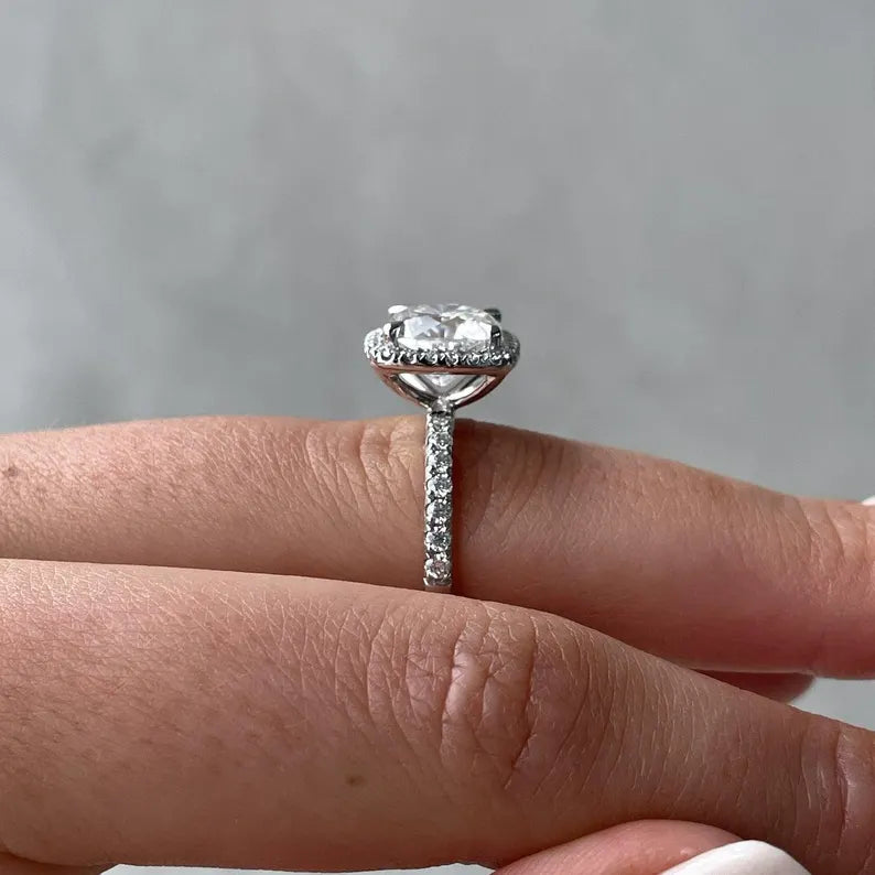 Cushion 4.00tcw Lab Grown Diamond Halo Engagement Ring, D-E-F Color, VVS-VS Clarity, IGI Certified