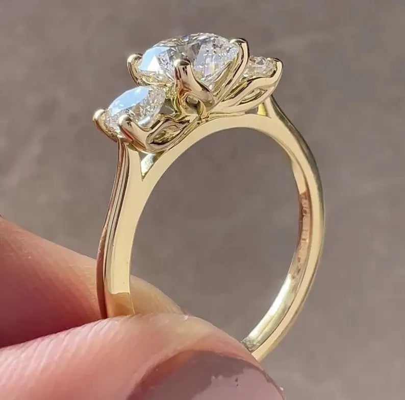 Round 1.70tcw Lab Diamond Three Stone Engagement Ring | IGI Certified D-E-F VVS-VS