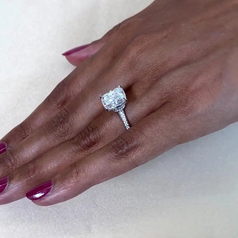 4.50ct Cushion Lab Diamond Engagement Ring | Hidden Halo Pave | IGI Certified | White Gold