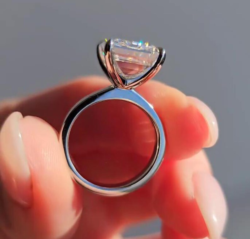 Emerald 8.00ct Lab Grown Diamond White Gold Engagement Ring, D-E-F Color, VVS-VS Clarity, IGI Certificate