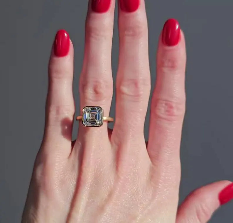 Asscher 4.00ct Lab Diamond Bezel Engagement Ring | IGI Certified | D-E-F | VVS–VS