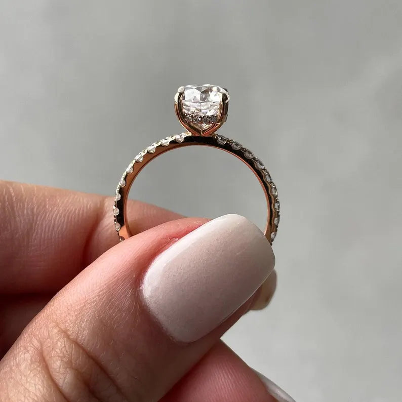 Cushion 2.00tcw Lab Diamond Hidden Halo Engagement Ring | IGI Certified | DEF VVS | Custom Gold