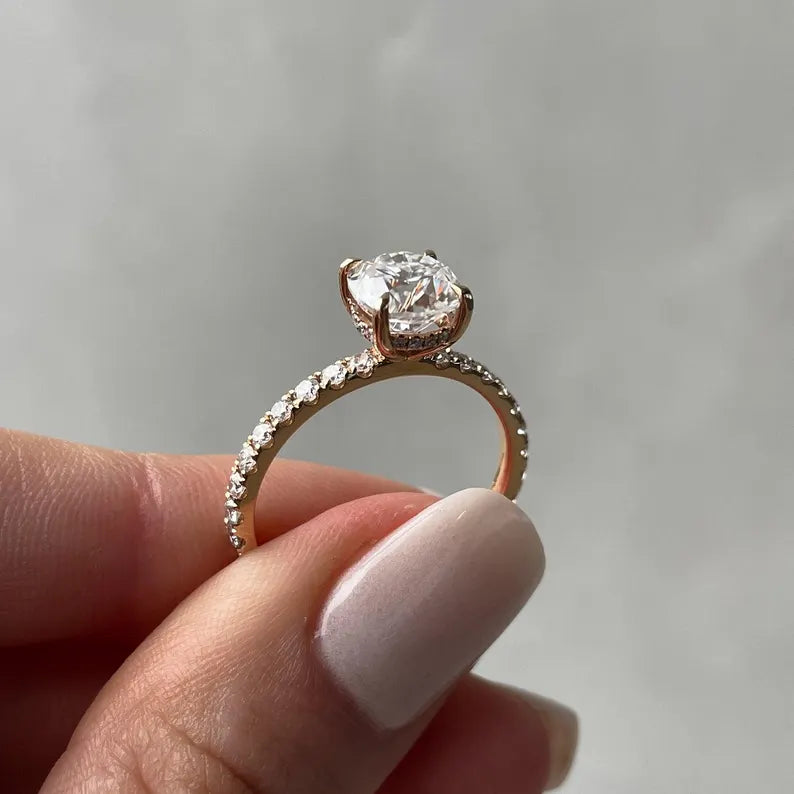 Cushion 2.00tcw Lab Diamond Hidden Halo Engagement Ring | IGI Certified | DEF VVS | Custom Gold