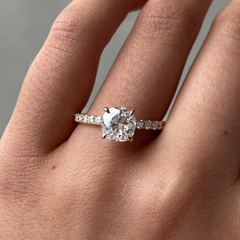 Cushion 2.00tcw Lab Diamond Hidden Halo Engagement Ring | IGI Certified | DEF VVS | Custom Gold