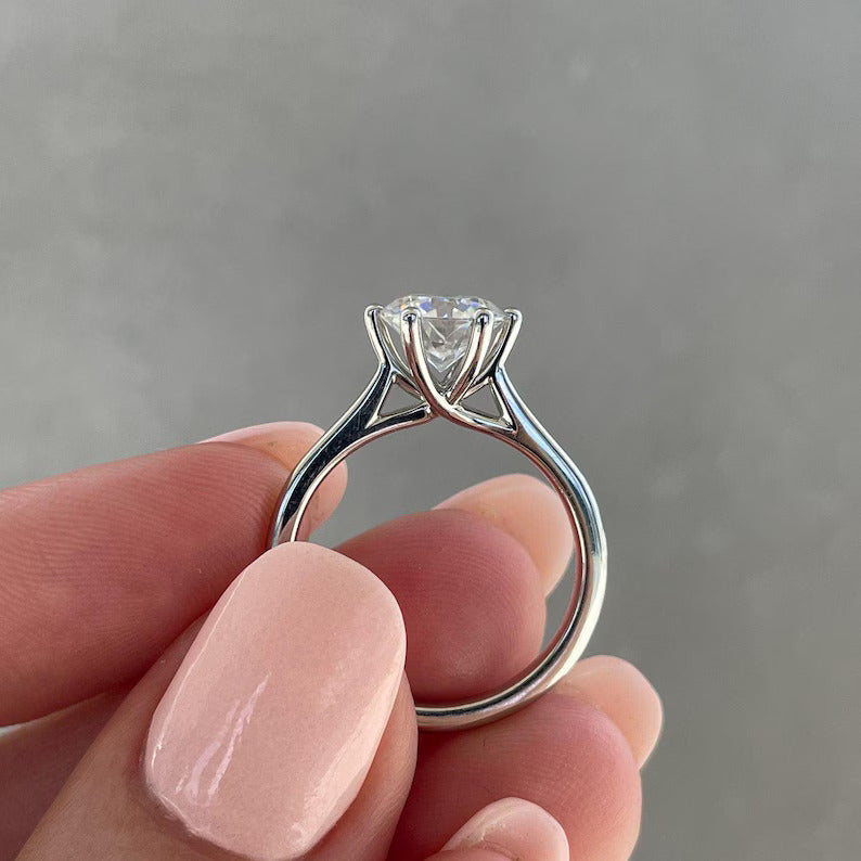 2.00ct Round Lab Diamond Cathedral Solitaire Ring | 6-Claw Setting | IGI Certified