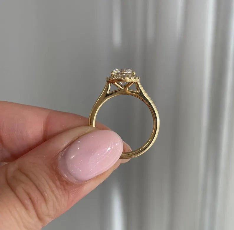 1.45tcw Round Lab Grown Diamond Halo Engagement Ring | 1.25ct Center | IGI Certified