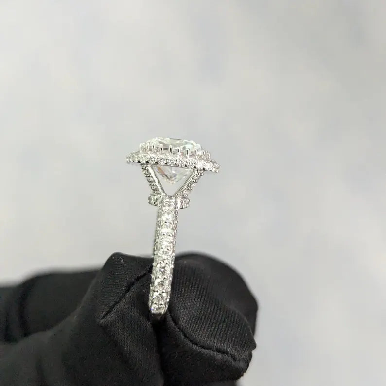 5.60tcw SQ Cushion Lab Diamond Halo Engagement Ring | IGI Certified | D-E-F Color | VVS Clarity