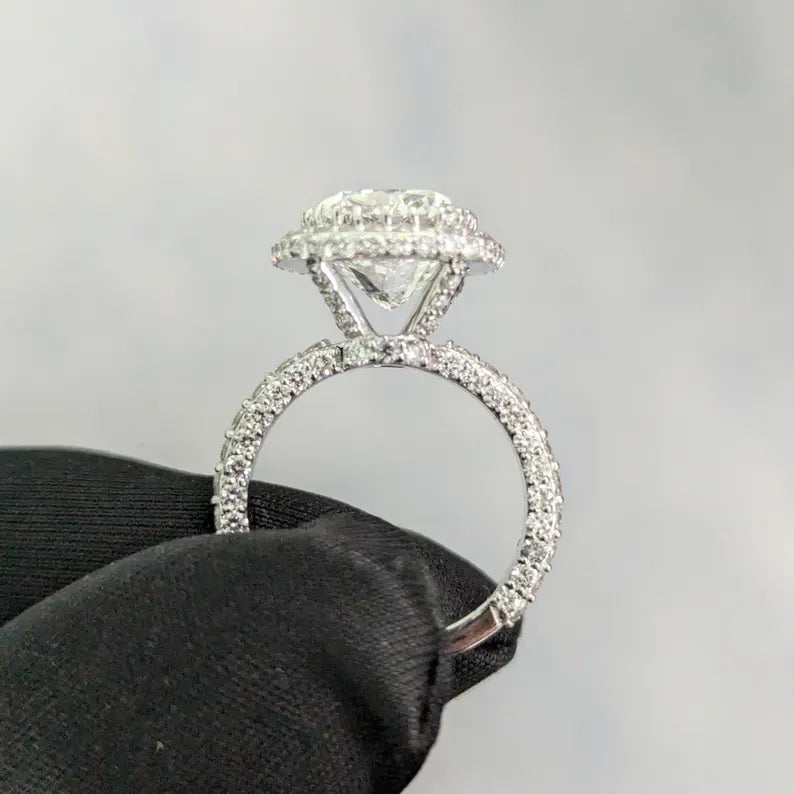 5.60tcw SQ Cushion Lab Diamond Halo Engagement Ring | IGI Certified | D-E-F Color | VVS Clarity
